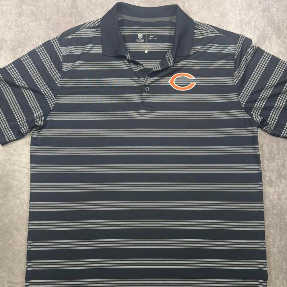 Nike Chicago Bears NFL On-Field Sideline Dri-Fit Polo Shirt - Men's Large L Navy